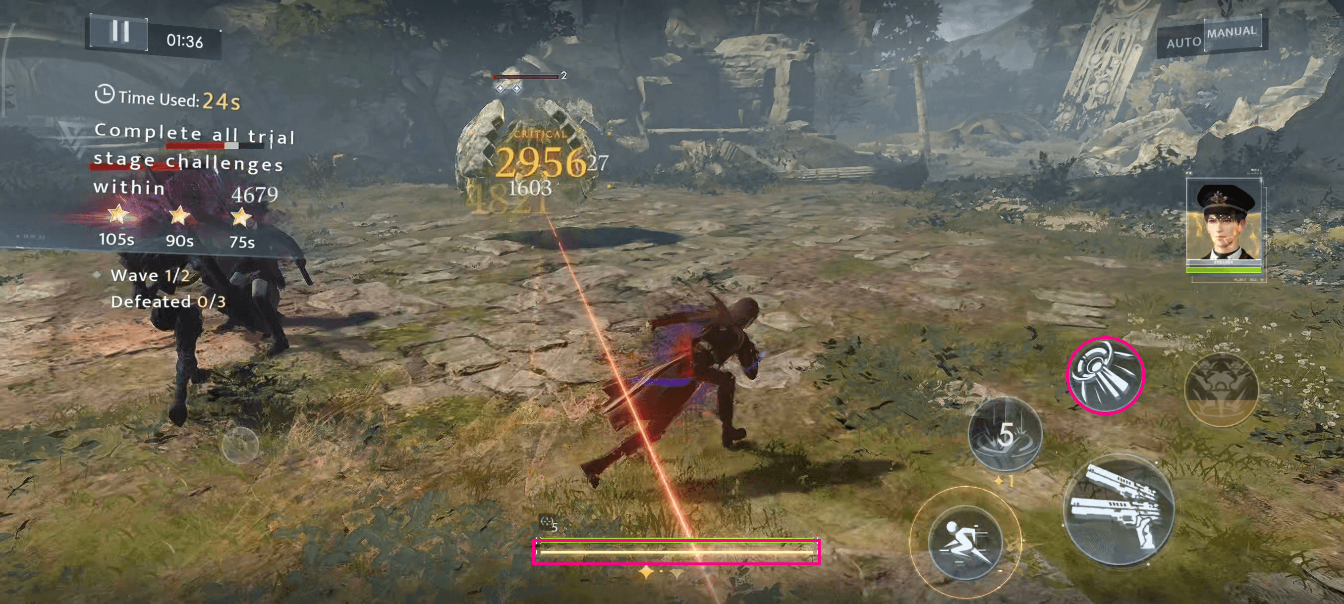 An image showing Active Skill button being active on reaching 100 Firepower